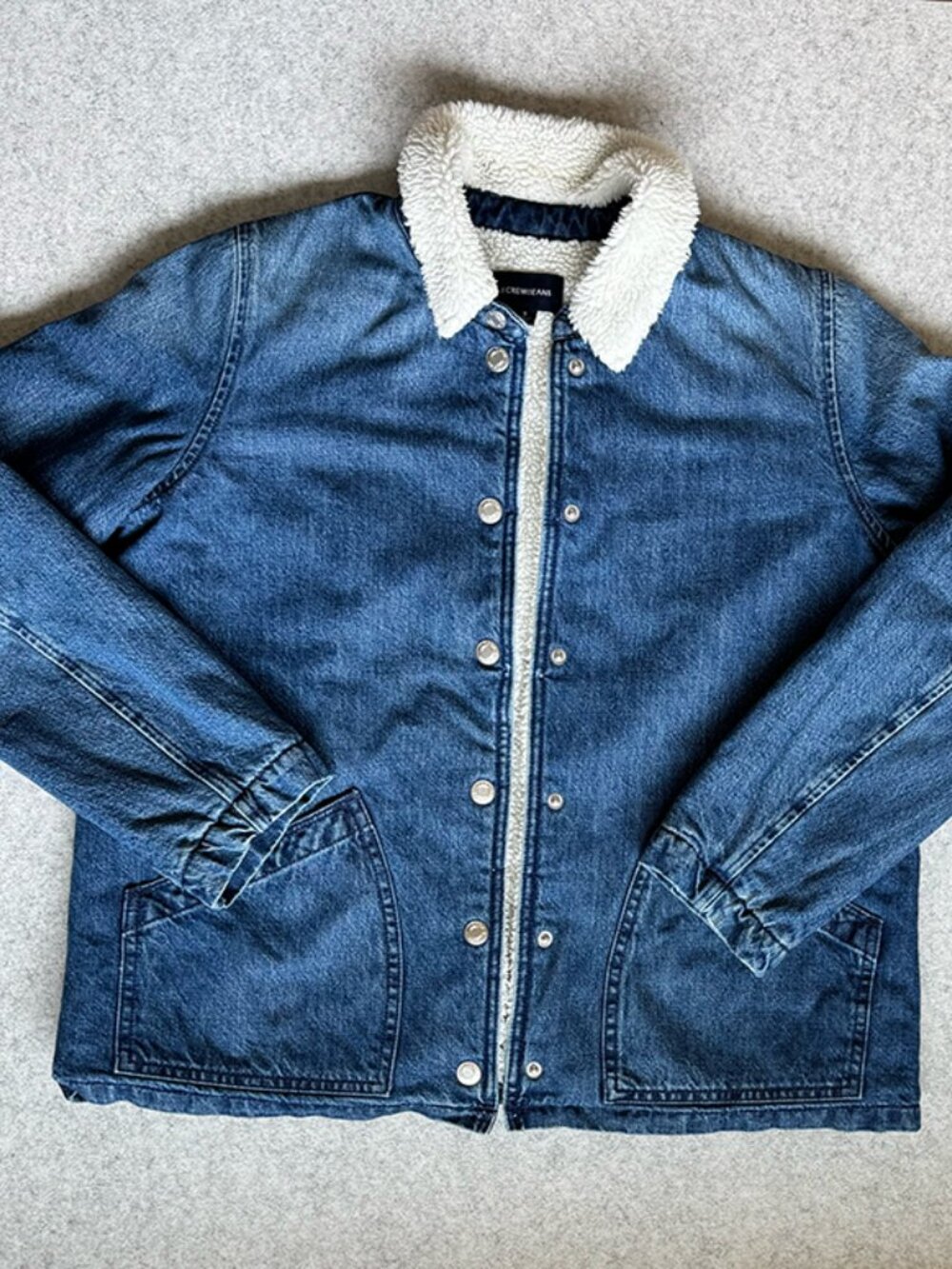 J. Crew Denim Sherpa Swing Jacket Women's Small